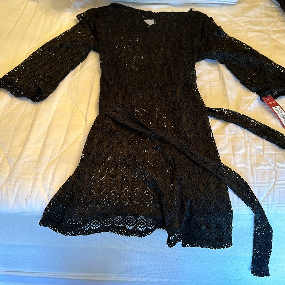 Black see through swim cover up size medium merona